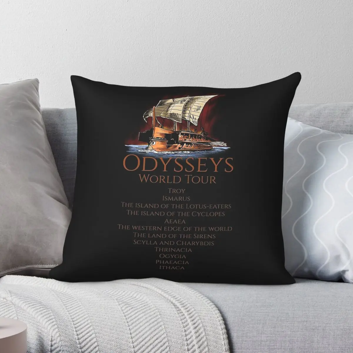 Greek Mythology Odysseus World Tour Trojan War Pillowcase Polyester Linen Velvet Printed Decor Throw Pillow Sofa Seater Cover