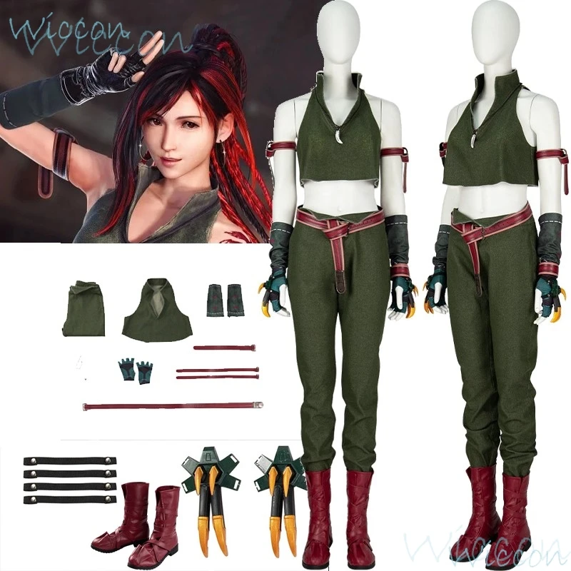 

Tifa Lockhart, критический ядро, финальная фантазия VII Re Косплей FF7, Cos, потребляемая униформа, черный парик, реквизит для Хэллоуина, Женская игра