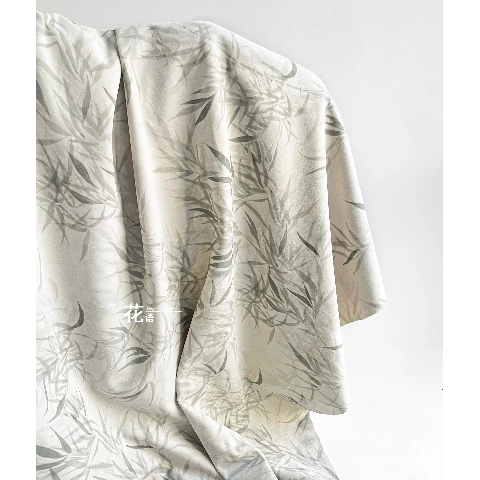 Bamboo Leaf Print Effect Designer Fabric Botanical Texture for Coat Sewing, Dressmaking and Custom Garment Projects