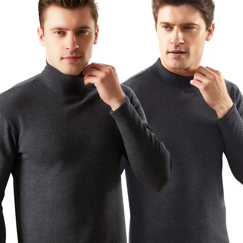 Thermal Underwear Men Fleece-Lined Thick Turtleneck Heated Shirt And Pants Warm Suit 2 Pcs Set Winter Velvet Compresion Hombre