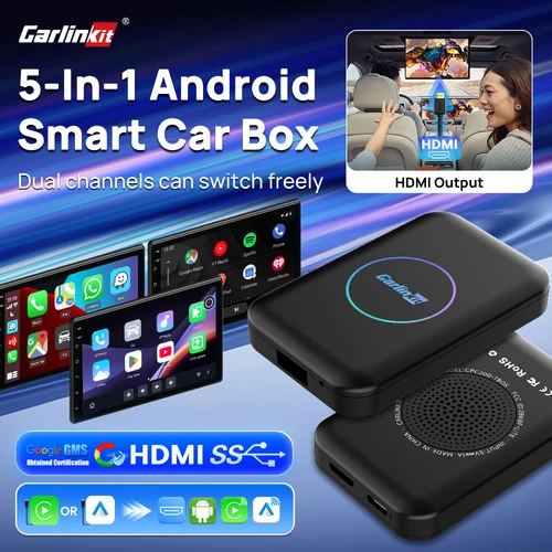 CarlinKit LITE S Android TV Box 5 en 1 inalámbrico CarPlay inalámbrico Android Auto HDMI salida de vídeo compatible con Netflix IPTV para coche OEM