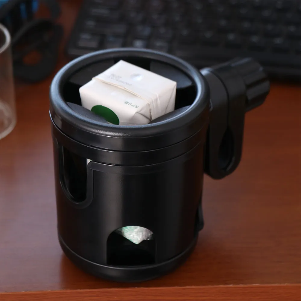 Anti-slip 2 in 1 Baby Stroller Cup Holder Easy To Install Rotatable Cup Stand Black Coffee Drink Water Bottle Holder