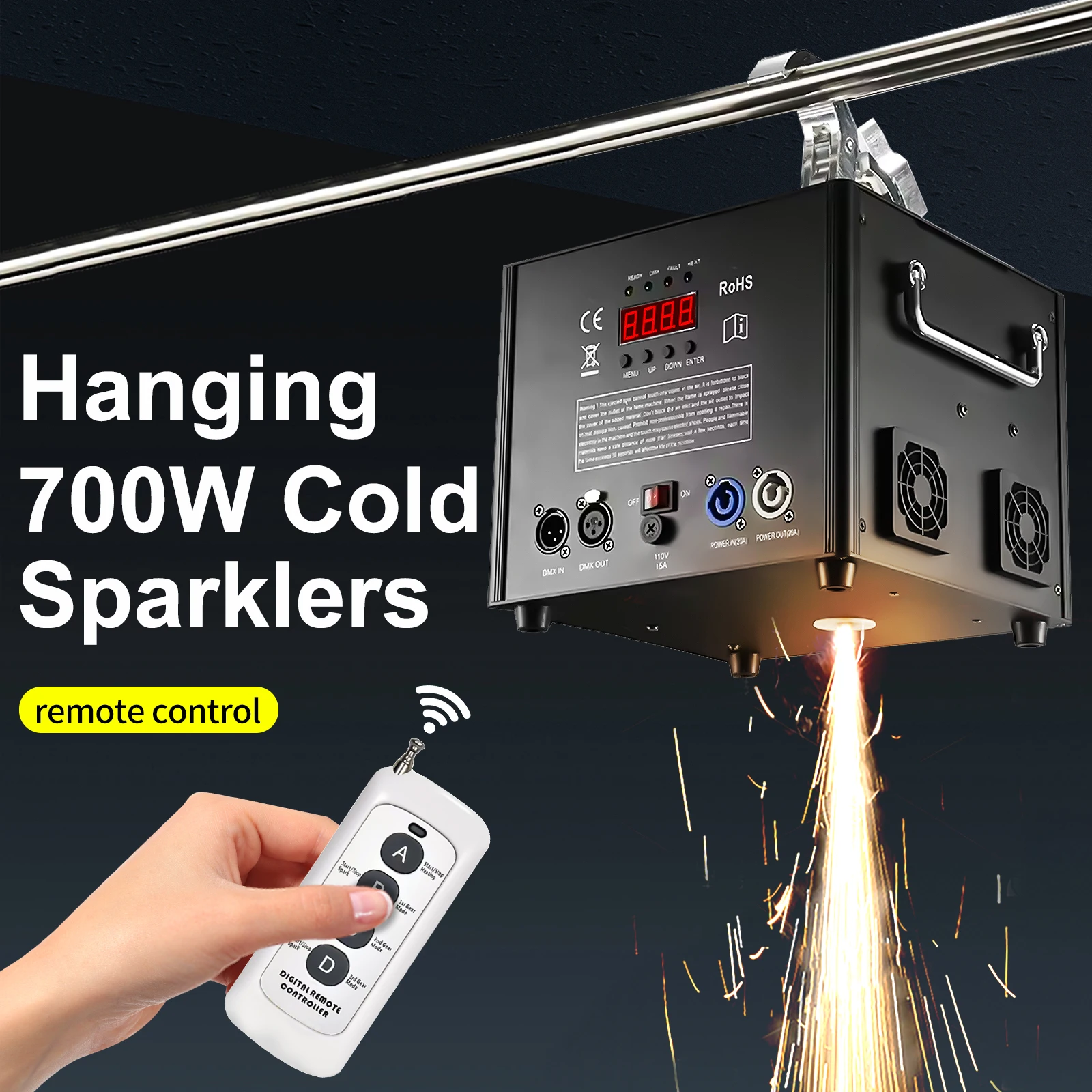 700W Cold Sparks Machine DMX Firework Machine Hanging Cold Sparklers Stage Effect Cold Fireworks Maker For Wedding Music Concert