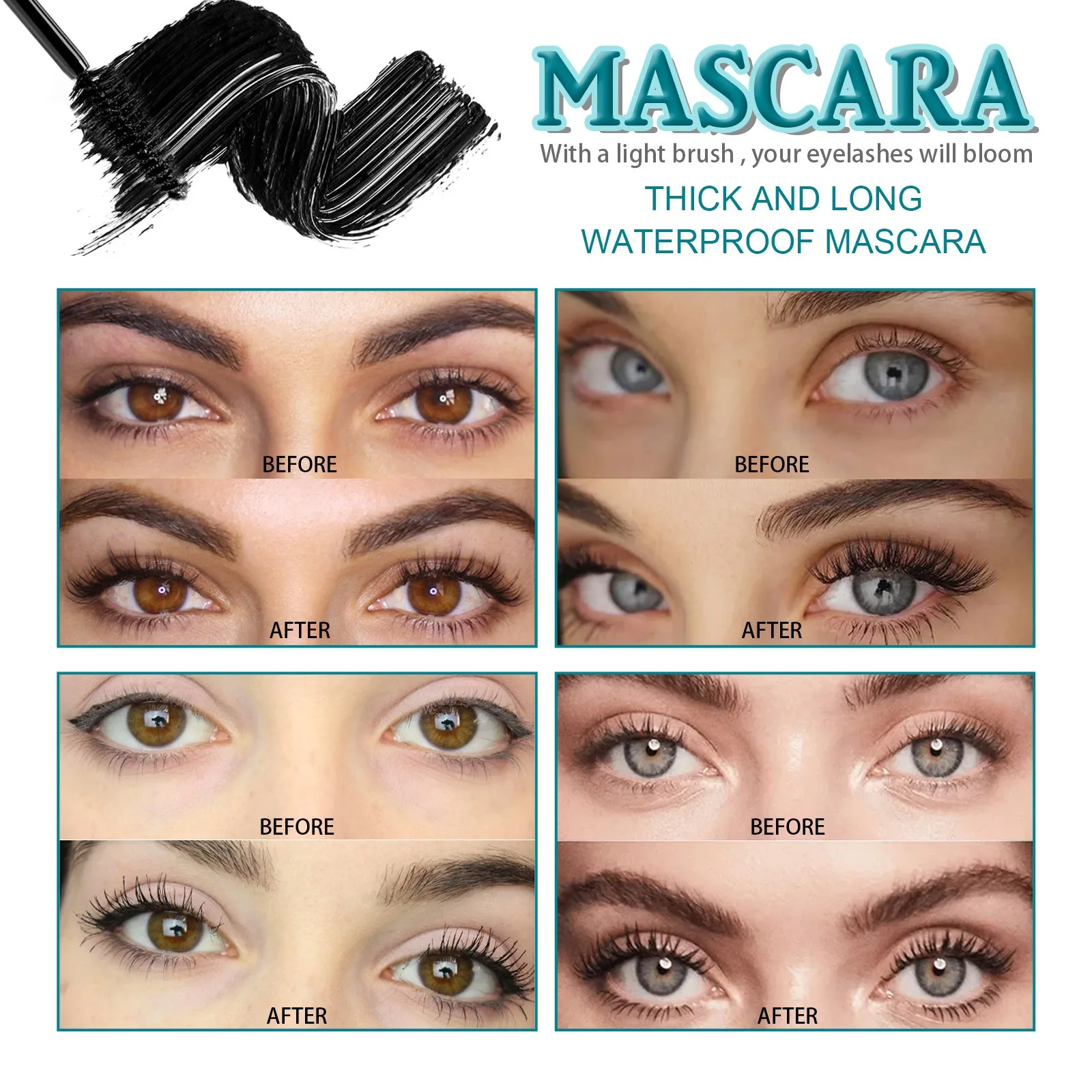 Mascara di seta spessa arricciata allungamento delle ciglia impermeabile a lunga tenuta estensione delle ciglia nere trucco di bellezza degli occhi cosmetici delle donne