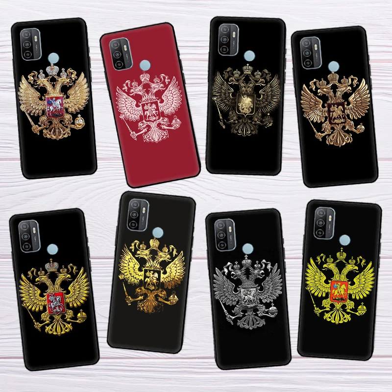 Чехол российского герба оружия для OPPO A78 A77 A57 A17 A16 A76 A96 A15 A54 A74 A94 A52 A72 A5 A9 A53s A54s A57s