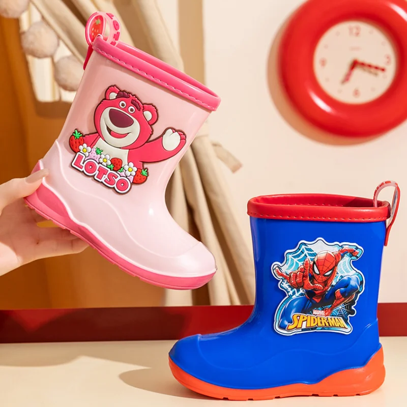 Disney Rain Boots Kids Boy Waterproof Light and Handy Toddler Water Shoes for Girls Children Sharks Rain Boots Spiderman