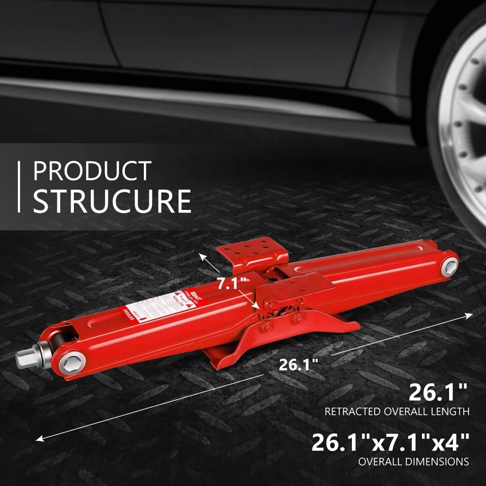 ชุดแม่แรงยึดรถพ่วง RV แบบกรรไกร 2 ชิ้น รับน้ำหนักได้ 5000 ปอนด์ พร้อมมือหมุนปรับความสูงได้ 4-24 นิ้ว