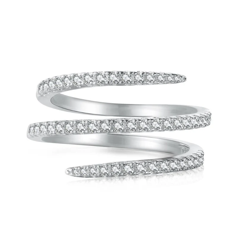 Cross Border New Spring Shaped Zircon Ring For Women Fashionable Light Luxury Jewelry Personalized Temperament Rings