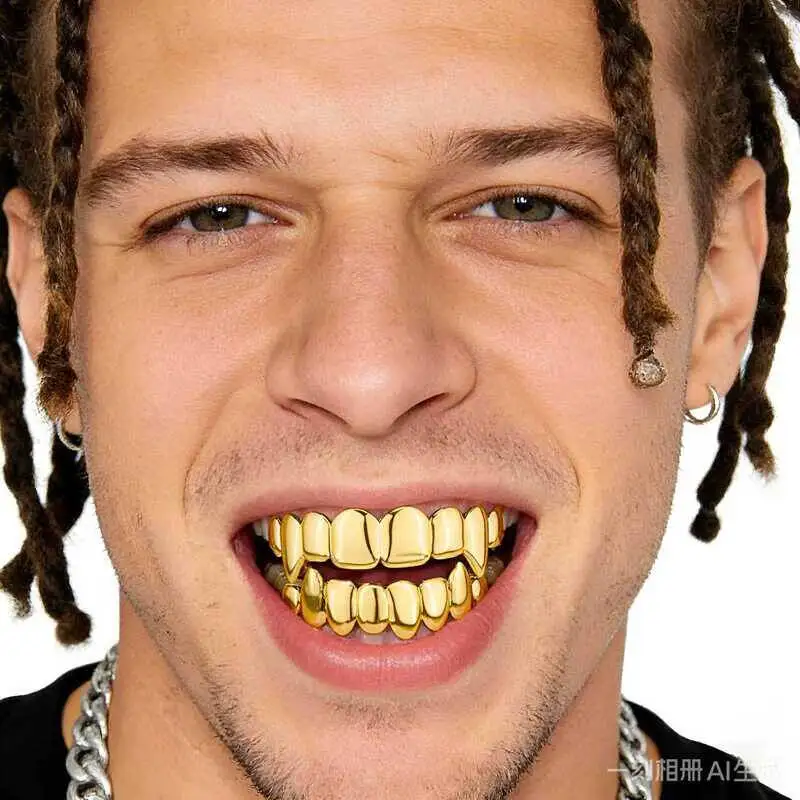 Fashion Eight Tooth Gold Plated Gloss Fangs Vampire Halloween Bestseller Personalized Little Tiger Teeth Versatile Dental