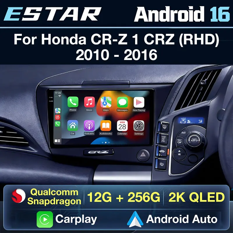 Android 16 2K Incell Screen Multimedia For Honda CR-Z 1 CRZ RHD 2010 - 2016 Stereo Head Unit GPS Navigation High-performance BT