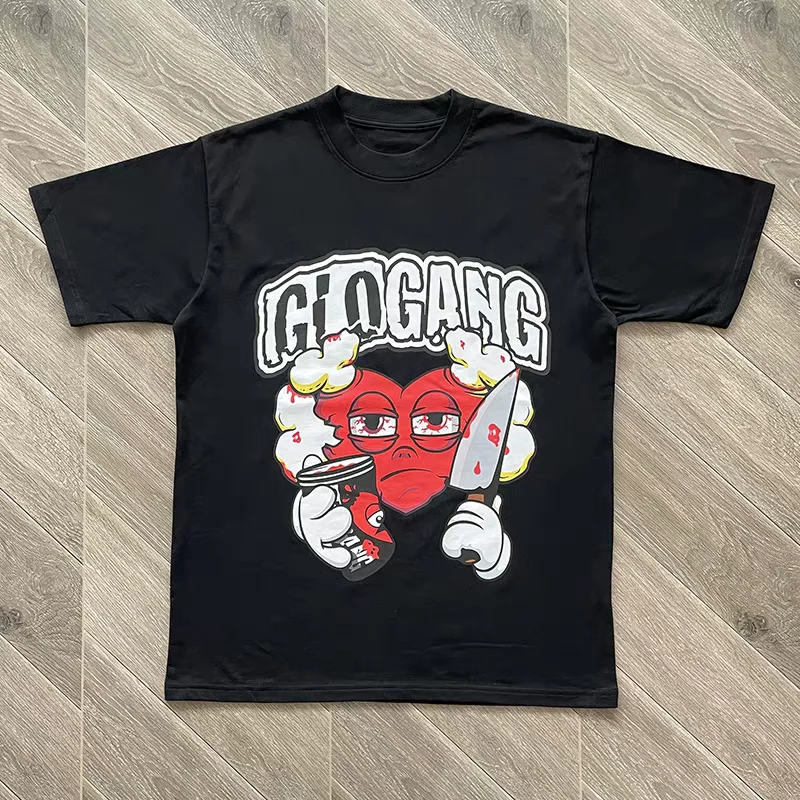 

Glo Gang Boyz Worldwide Tee Cartoon Print T Shirt Men Women High Quality T-shirt Top