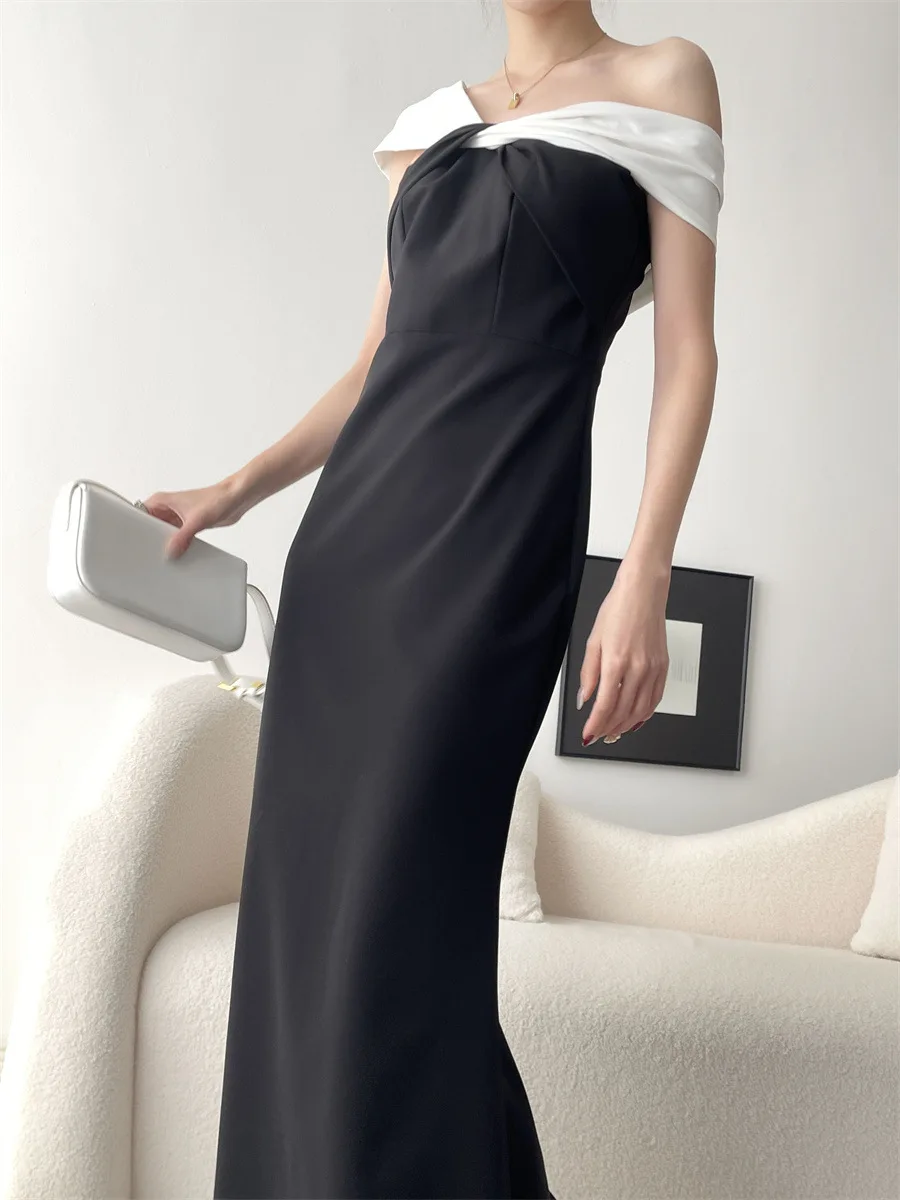 

GG126 High-end luxury temperament royal sister Xiaoxiang style black banquet dress