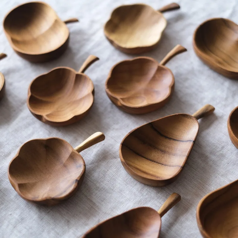 European Wooden Apple Shape Saucer Living Room Kitchen Dining Table Hotel Sauce Saucer Crafts Home Decoration Accessories