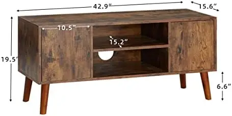 

43'' Retro TV Stand, Mid-Century Modern Television Console, Wood TV Console Cabinet with ,2 Cabinet Doors, for Living