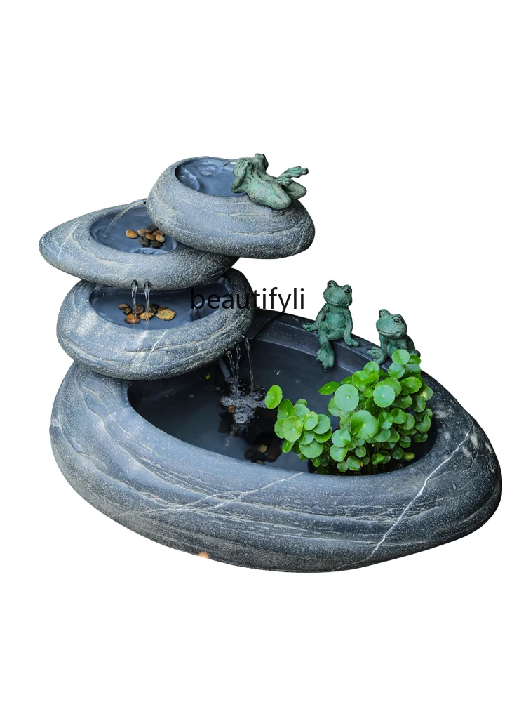 

Courtyard Balcony Landscape Flowing Water Ornaments Chinese Zen Small Courtyard Fish Pond Circulating Water Decorative Landscape