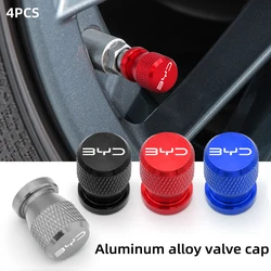 4 PCS Car Wheel Tire Valve Stem Cap Cover Aluminum, for BYD Dolphin DM-i Qin Song Plus Tang F3 E6 Han EV Seagull SEAL SHARK