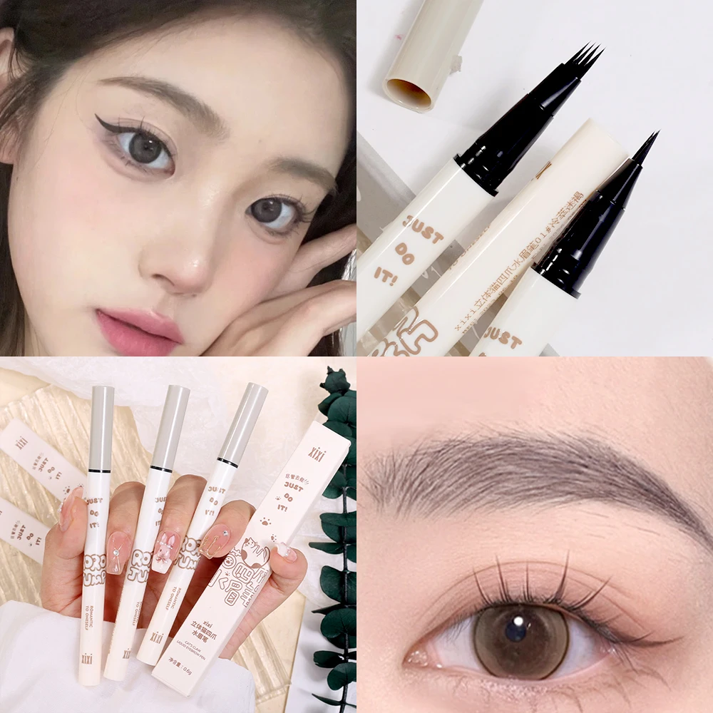 4 Punten Vloeibare Wenkbrauw Pen Waterdichte Vork Tip Microblading Eye Wenkbrauw Tattoo Potlood Professionele Natuurlijke Eyeliner Ogen Make-Up