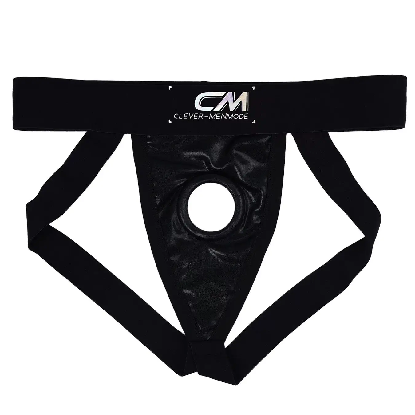Men Faux Leather Jockstrap Underwear Silicone Cock Ring Thong Wide Waistband Sexy Thongs G String Penis Pouch Exotic Lingerie
