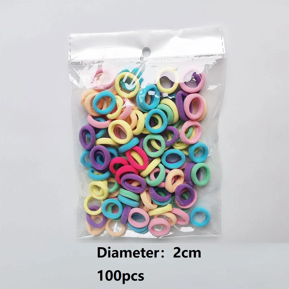 100Pcs Kid Kleine Haarbanden Baby Meisje Kinderen Hoofdbanden Kleurrijke Elastische Hair Tie Nylon Chouchou Haar Touw Haaraccessoires