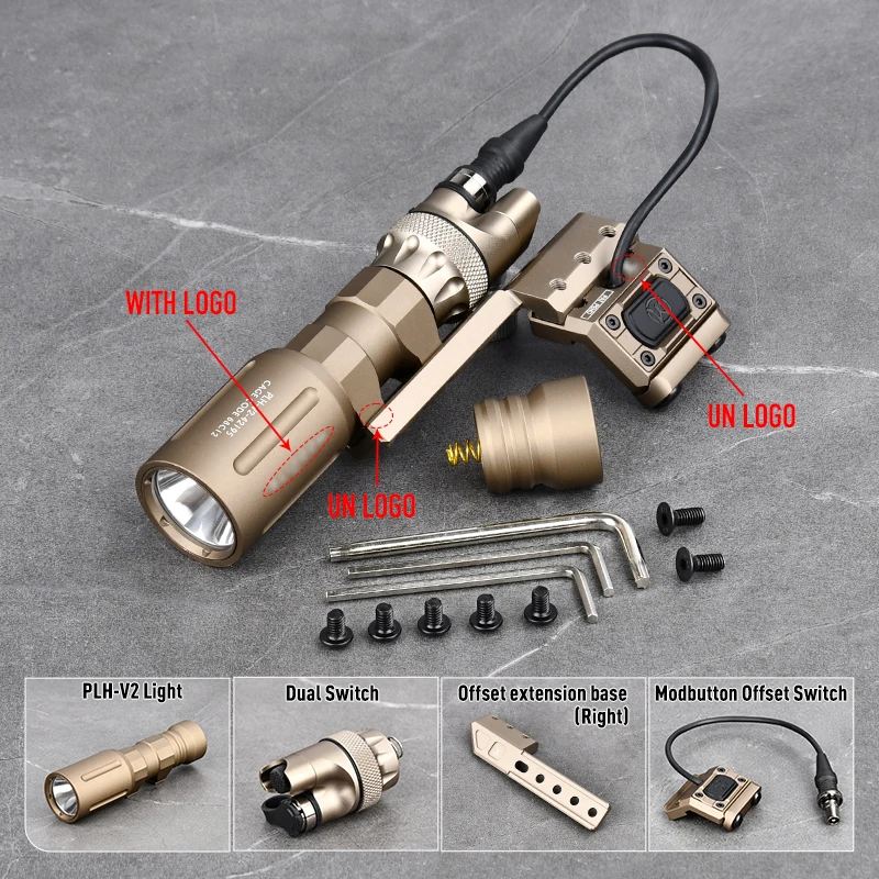 WADSN PLH V2 Taktische Modlit-Taschenlampe, hohe Leistung, 1300 Lumen, PLH-V2 Scout Light Modbuttn Switch Light Mount Base Airsoft WeaponGear 8