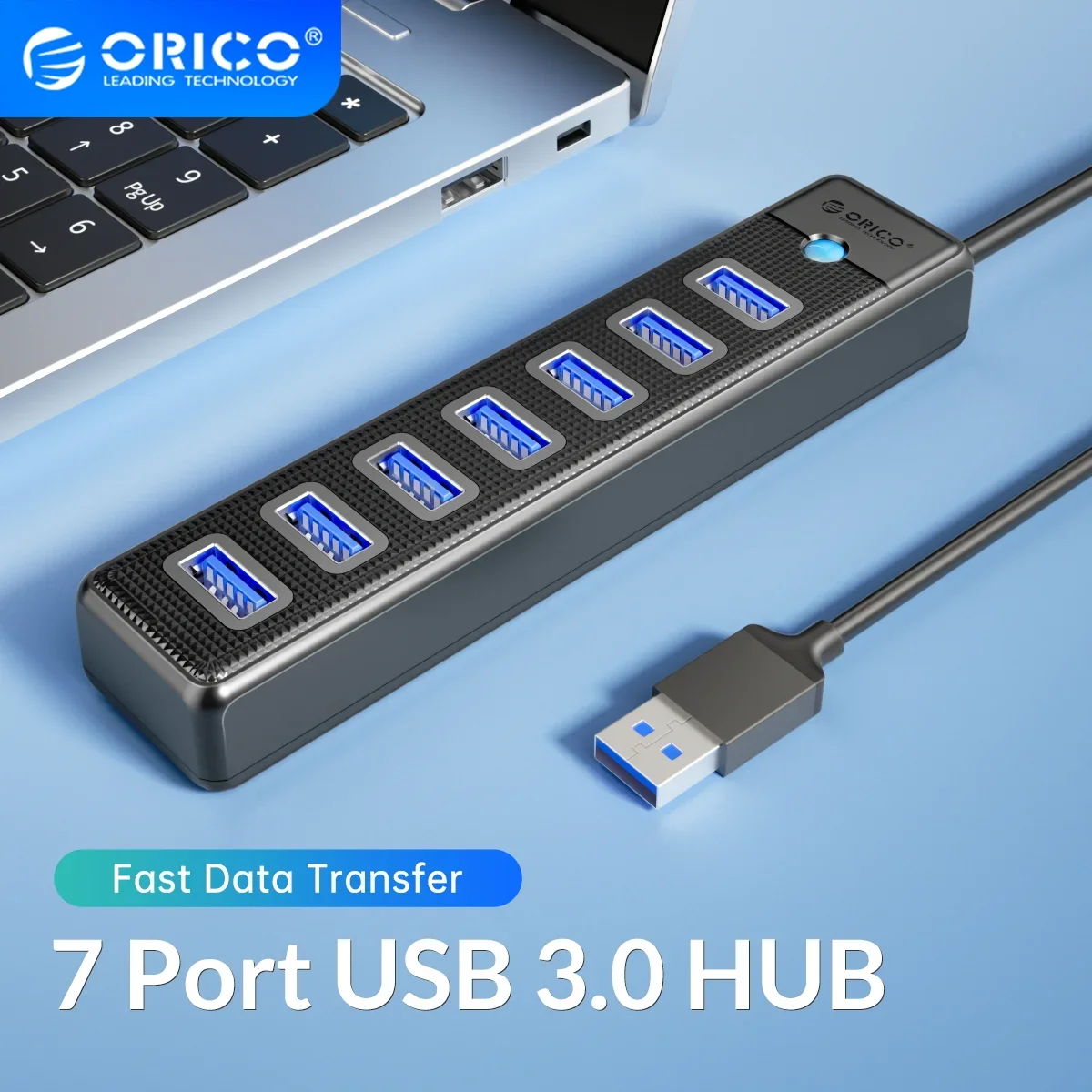 Orico-USB 3.0ハブ,7ポート,高速伝送タイプC,ラップトップ拡張,コンピューターアクセサリー