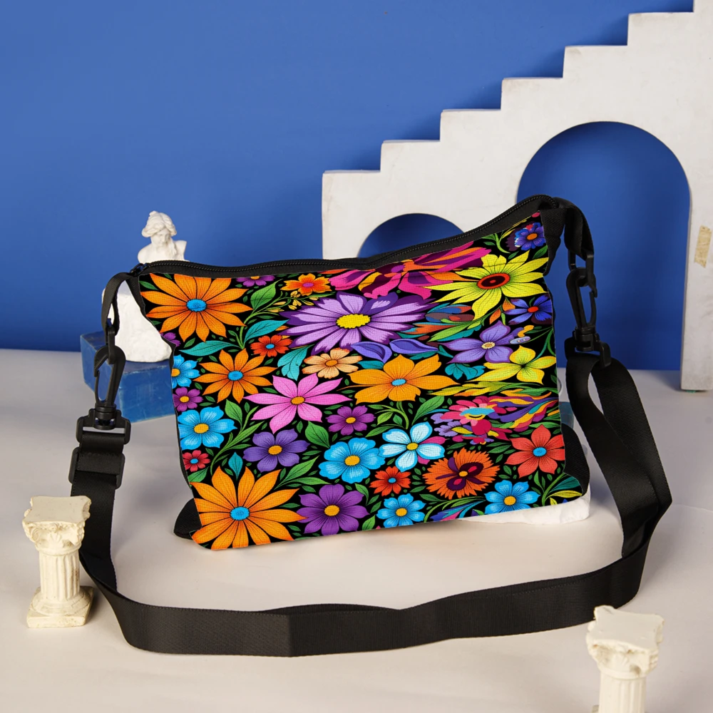 1pc Floral Pattern Crossbody Bag Multicolor Vibrant Flowers Print Shoulder Bags For Women Outdoor Travel Shopping Daily Us