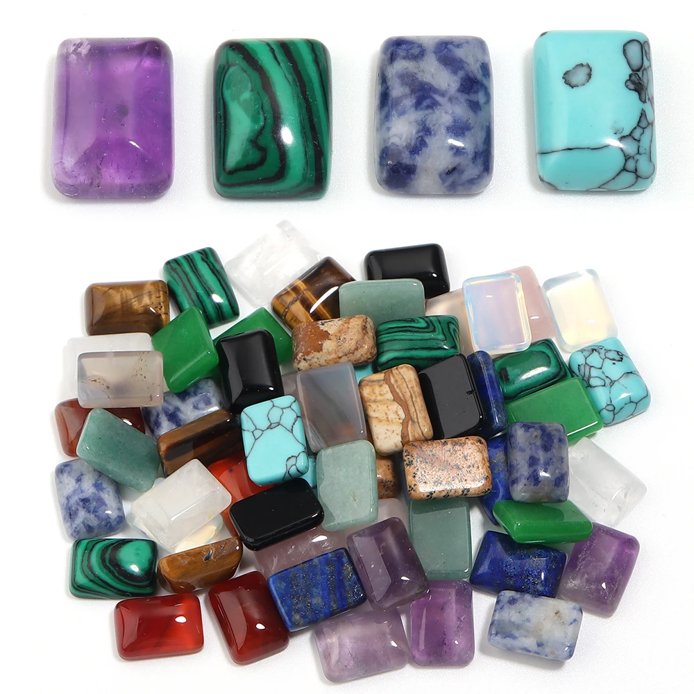 5pcs/lot Rectangle Natural Stone Cabochons Flat Back Stone Beads For Jewelry Making DIY Necklace Bracelet Accessories