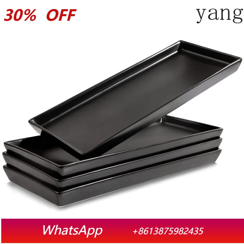 

Matte Black Ceramic Plate Rectangle Plate Serves Entertainment Food Appetizers Desserts