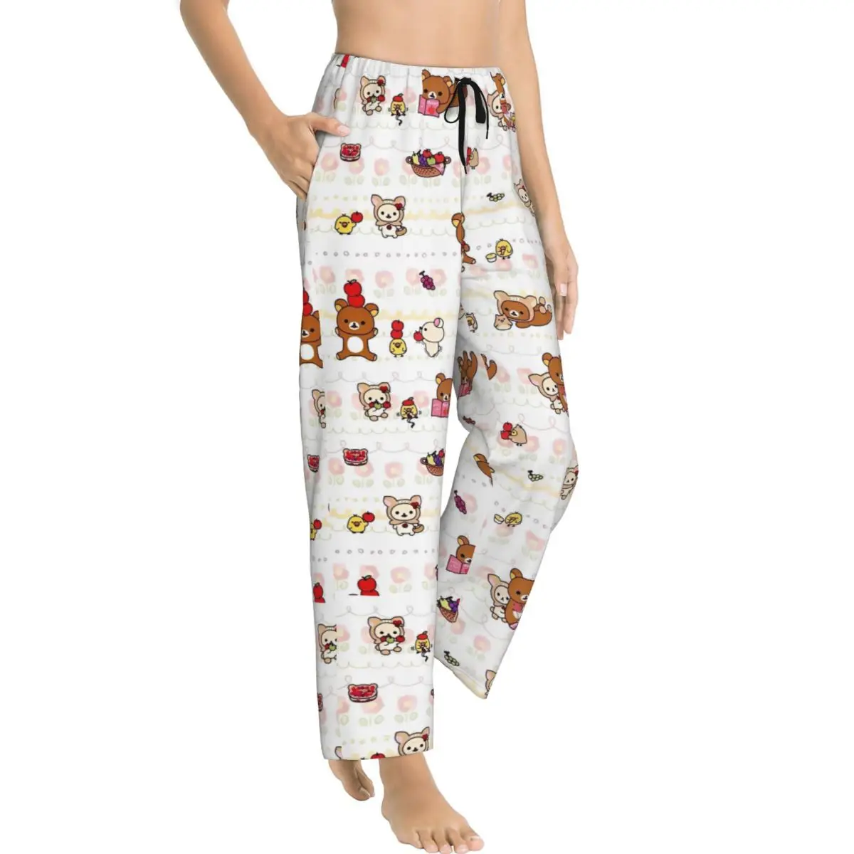 Ladies Pyjama Pants Funny Bear Cat Rilakkumas Lounge Pants Comfy Sleepwear Dorm