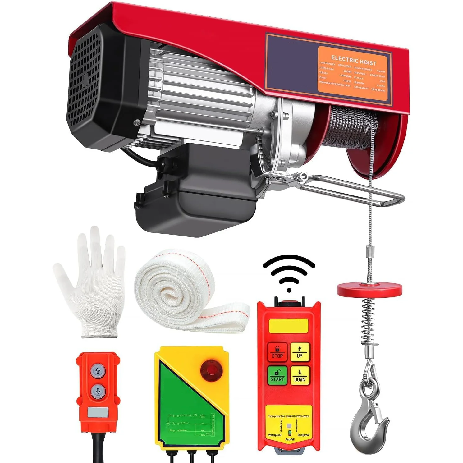 110v 120v Electric Winch Wire Rope Hoist With Trolley