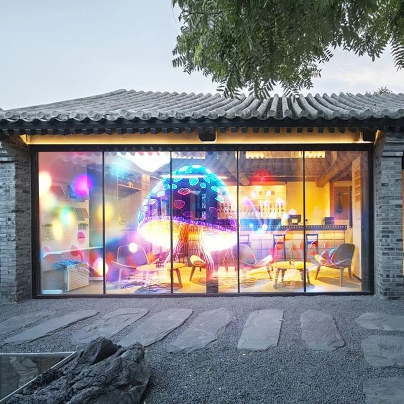 Superdünne transparente flexible selbstklebende Folie Fenster-LED-Anzeige P6 P8 Kristall-LED-Folie Glas P10 LED-Bildschirm