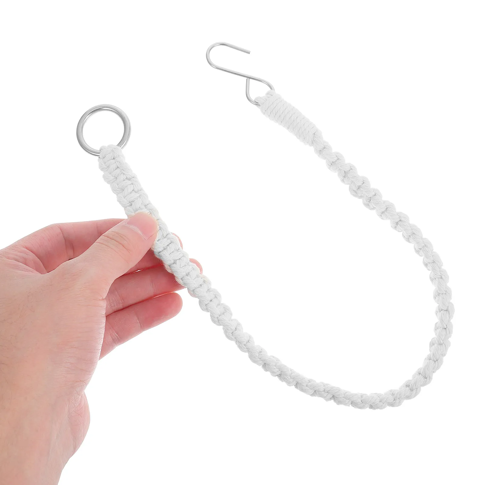 2Pcs Macrame Hanging Basket Rope Extension Cotton Plant Pot Hanger Beige for Indoor Balcony Porch Adjustable Flower Pot Holder