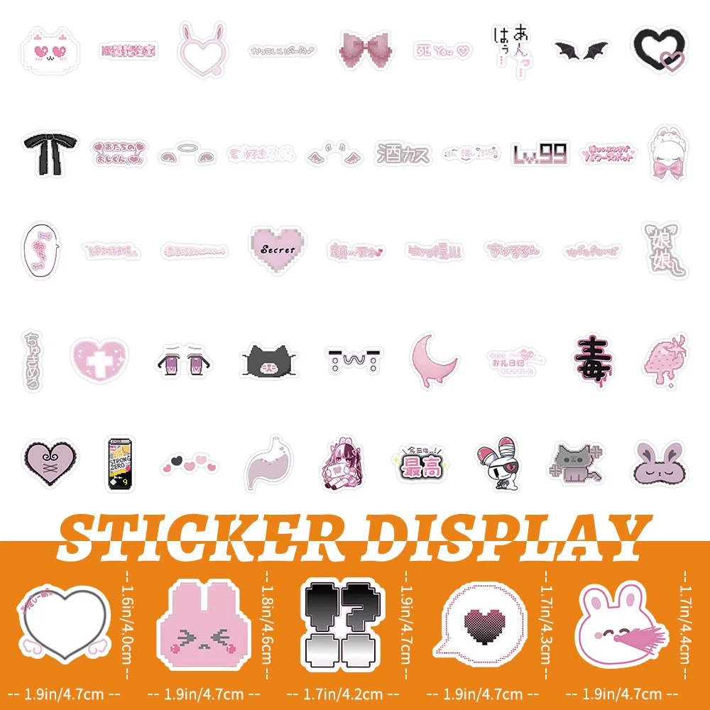 10/30/50/100PCS Pink Cute Goth Style Cartoon Stickers Suitcase Scrapbooking Laptop Stationery Toy Sticker