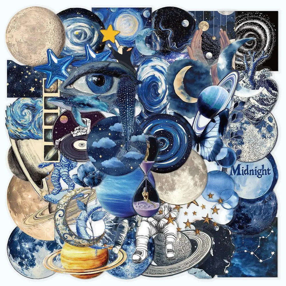 สติกเกอร์กันน้ำลายจักรวาล 50 ชิ้น สำหรับตกแต่งสมุดโน้ต กระเป๋าเดินทาง โทรศัพท์ แก้วน้ำ กีตาร์ ของเล่น