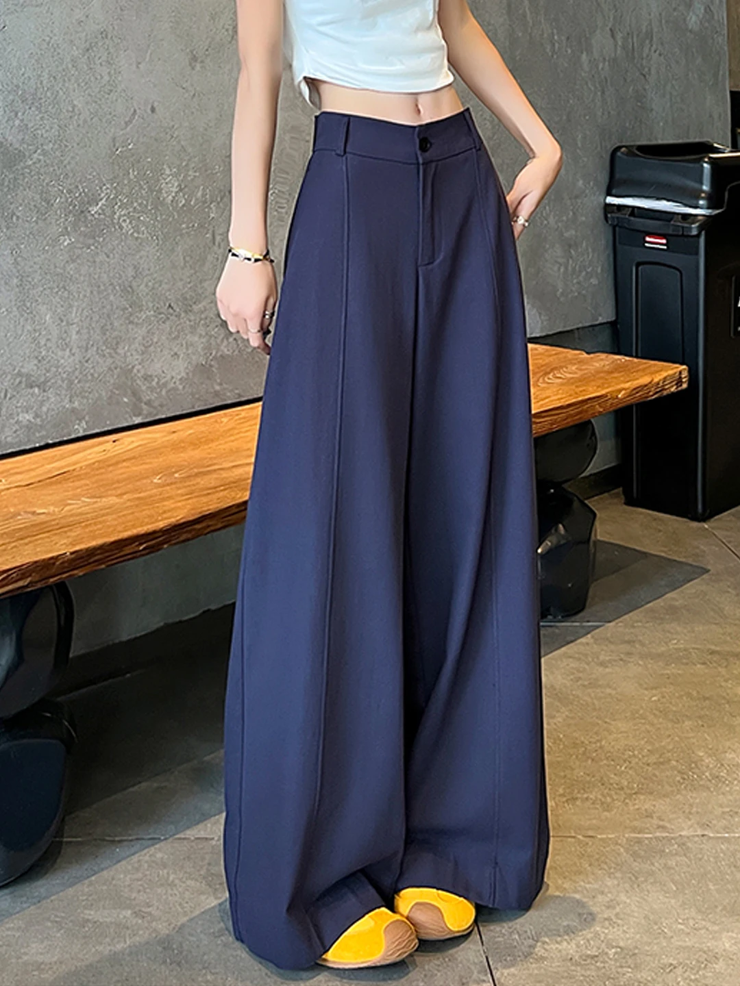 

Elegant Tailored Straight Leg Pants Women's Summer Thin Cotton Cargo Trousers Classic Blue Casual Comfortable Commute Wear