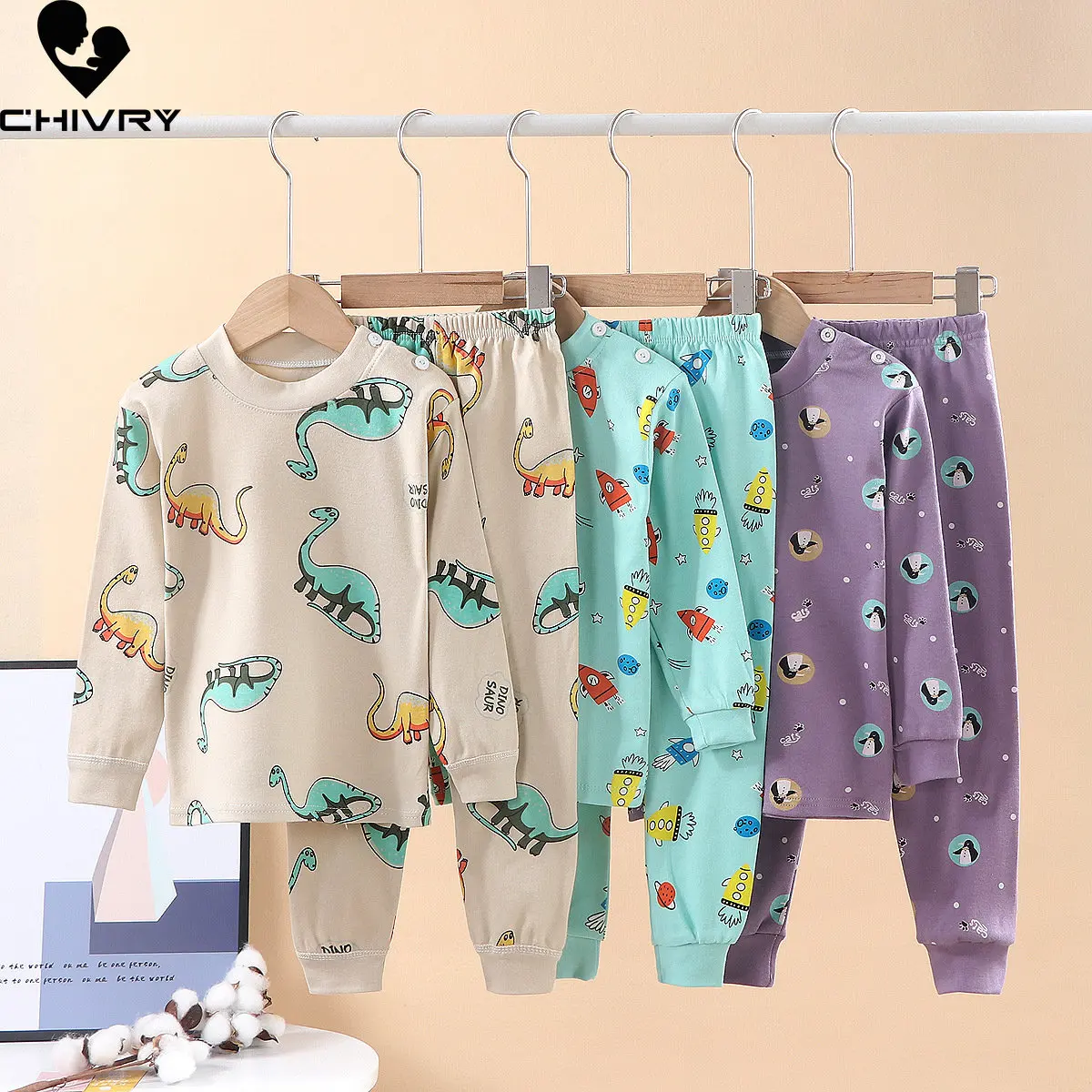 Neue Kinder Jungen Mädchen Pyjamas Sets Cartoon Print Langarm Nette T-Shirt Tops mit Hosen Kleinkind Baby Herbst Pyjamas Nachtwäsche