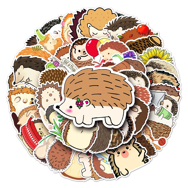 50pcs Hedgehog Animal Stickers decal scrapbooking diy home decoration phone laptop waterproof cartoon accessories