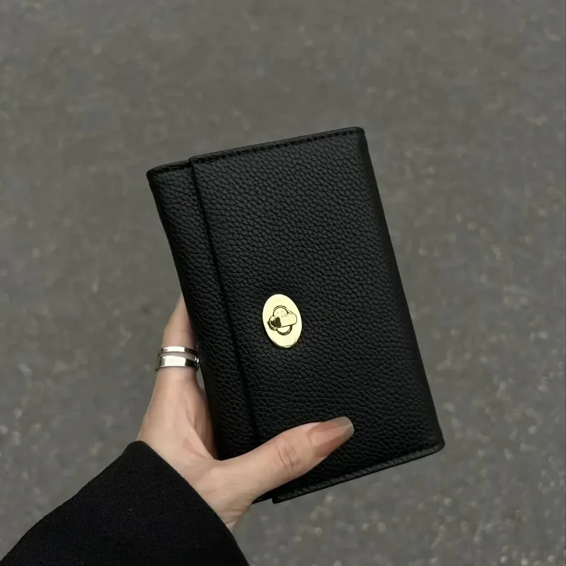 

Изысканный черный женский кошелек — крутой стильный компактный кошелек с держателем для карт, несколько отделений для карт и короткие кошельки