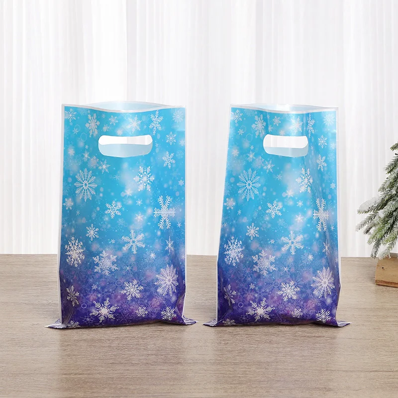 20/50 stücke Schneeflocke Party Süßigkeiten Geschenk Taschen Weihnachten Cookie Snack Verpackung Tasche Kinder Geburtstag Partei Liefert Neue Jahr Dekoration – Detail 7