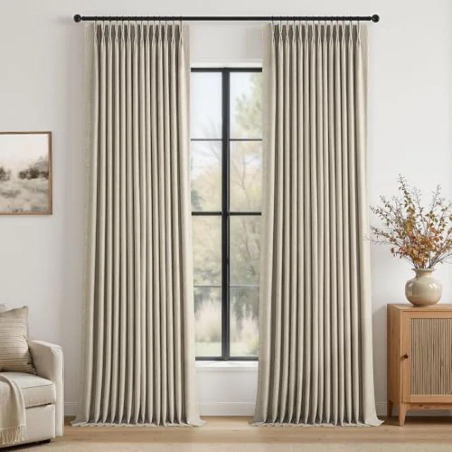 Extra Long 100% Blackout Curtains 108 Inch Long for Living Room Large Window with Hooks Rings, Ceiling to Floor Pinch Pleated C