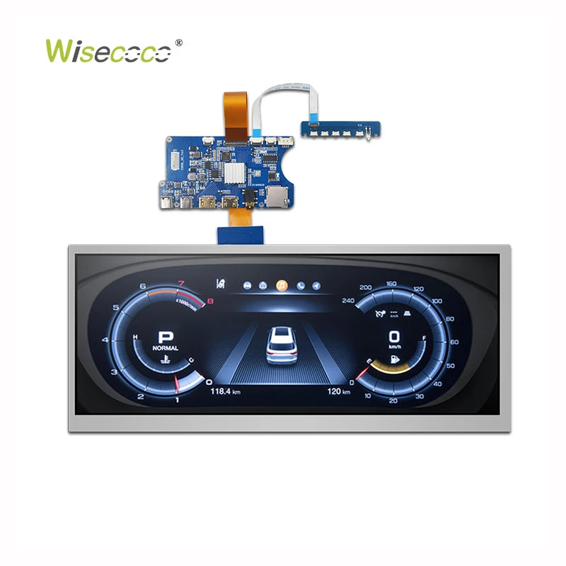 Wisecoco 12.3 Inches Universal LVDS Stretched Bar TFT LCD Display Speedometer LCD Instrument Cluster Screen Stretch Display
