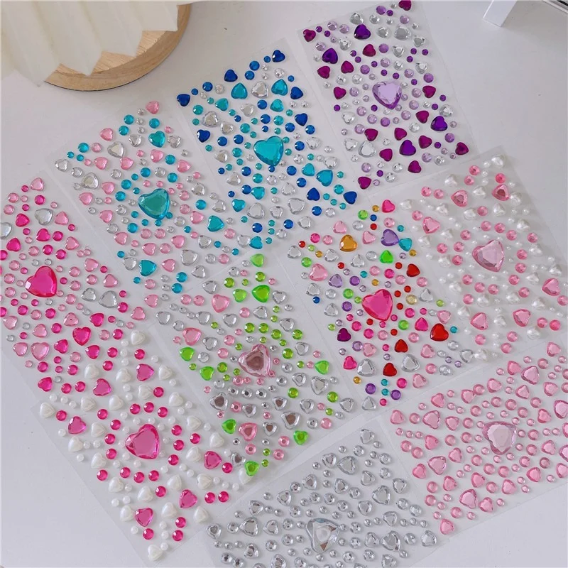 3D Shiny Diamond Gem Adesivos para crianças, adesivo de cristal acrílico, decoração tridimensional, strass DIY para meninas