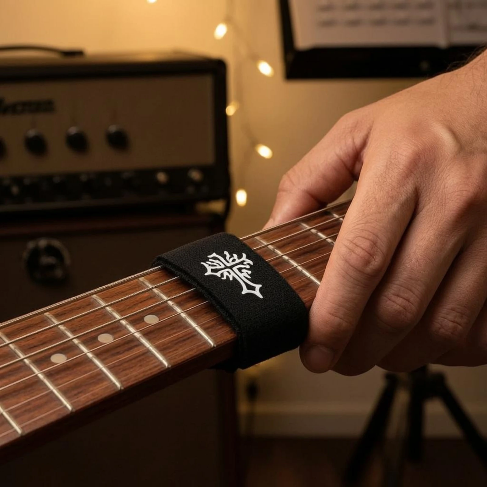 Fret Wrap Soft Textile Guitar Fretwrap Bass String Dampener Easy to Install Hook and Loop Mute Band Reduces Overtones