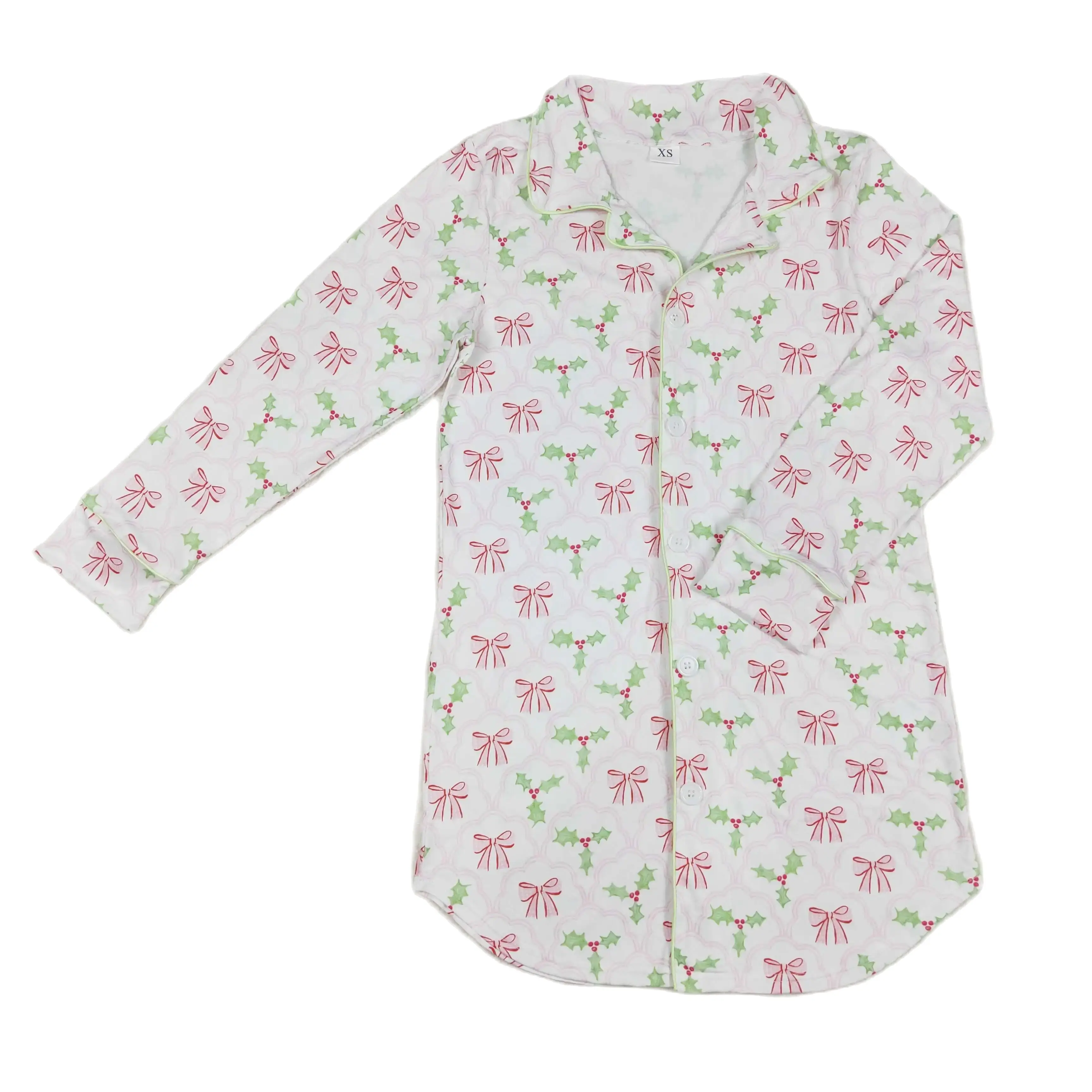 

Wholesale Factory RTS Adult Woman Girl Long Sleeves Button Down Christmas Tree Cardigan Shirt Tops Sleepwear One Pieces Pajamas