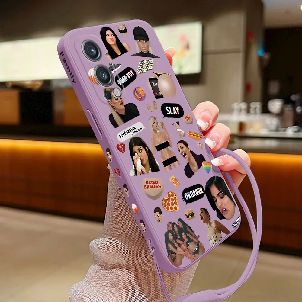 K-kardashians Family Phone Case for Oneplus Nord 3 2 9R 9 8T 8 7 7T Pro 6 5G Liquid Silicone Cover with Hand Strap