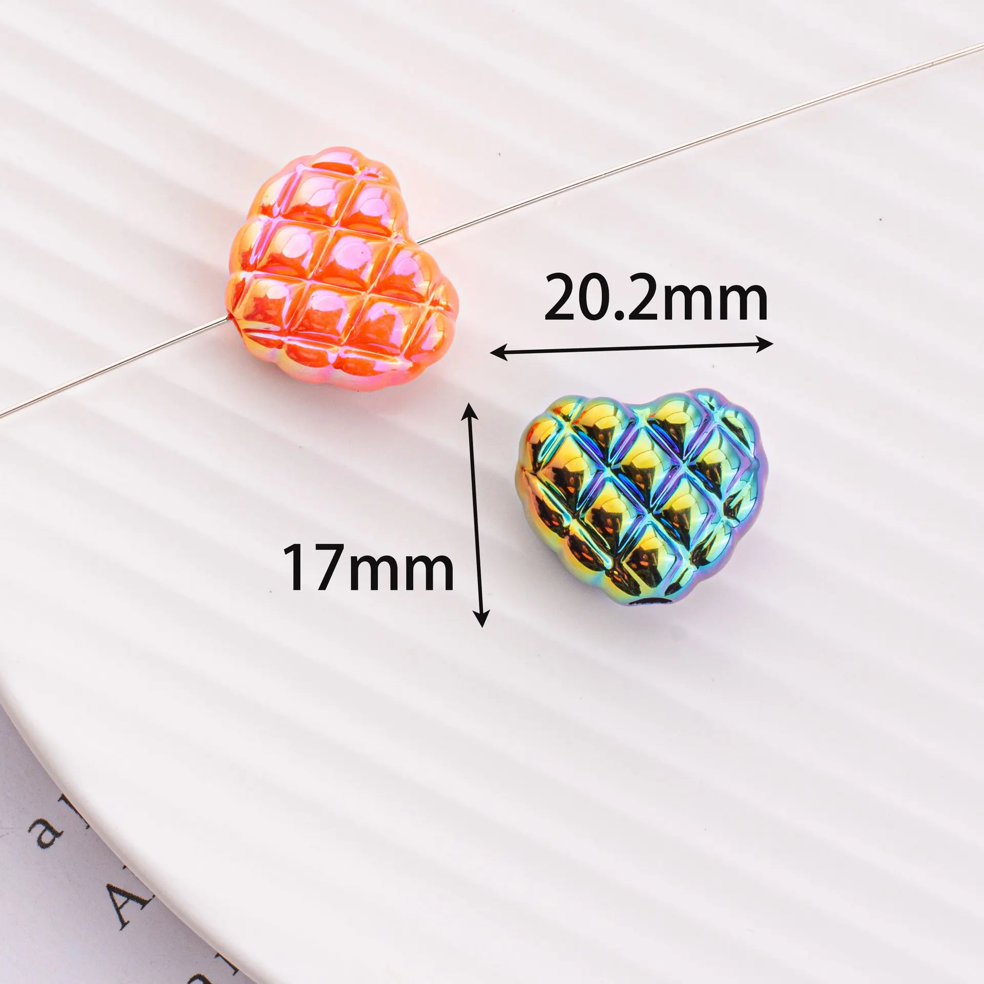 New style 100pcs/lot uv color print cartoon hearts shape acrylic beads with straight holes diy jewerly earring/garment accessory