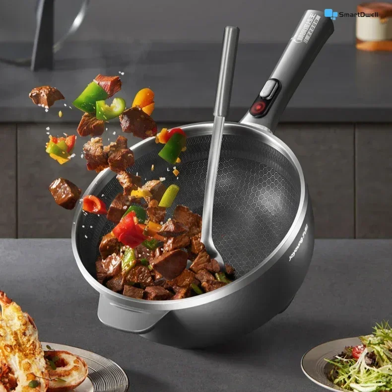 Electric Frying Pan: All-in-one for household. Multi-function including frying, steaming, boiling, and frying. Non-stick pan.