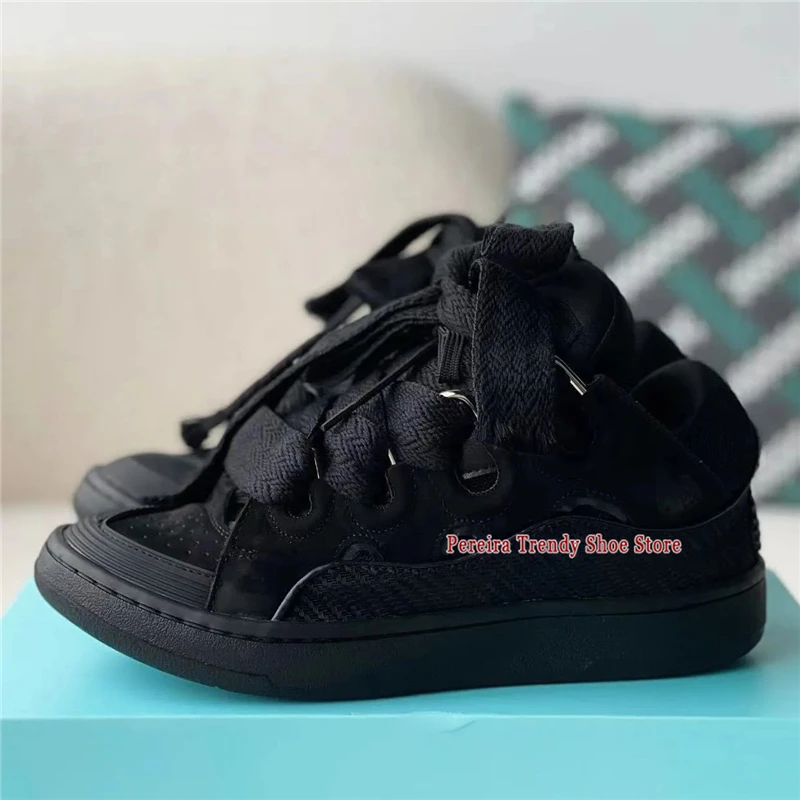 Summer Trend Brand Thick Soled Casual Sneakers for Men Women Mixed Colors Lace-Up Comfortable Breathable Couple Board Shoes