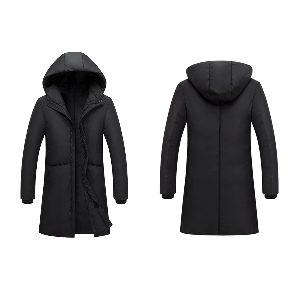 

Hooded Down Jacket Warm Black Male Coat for Men -length Stylish Winter Fashion Outdoor Daily Life Gift Ski Wear