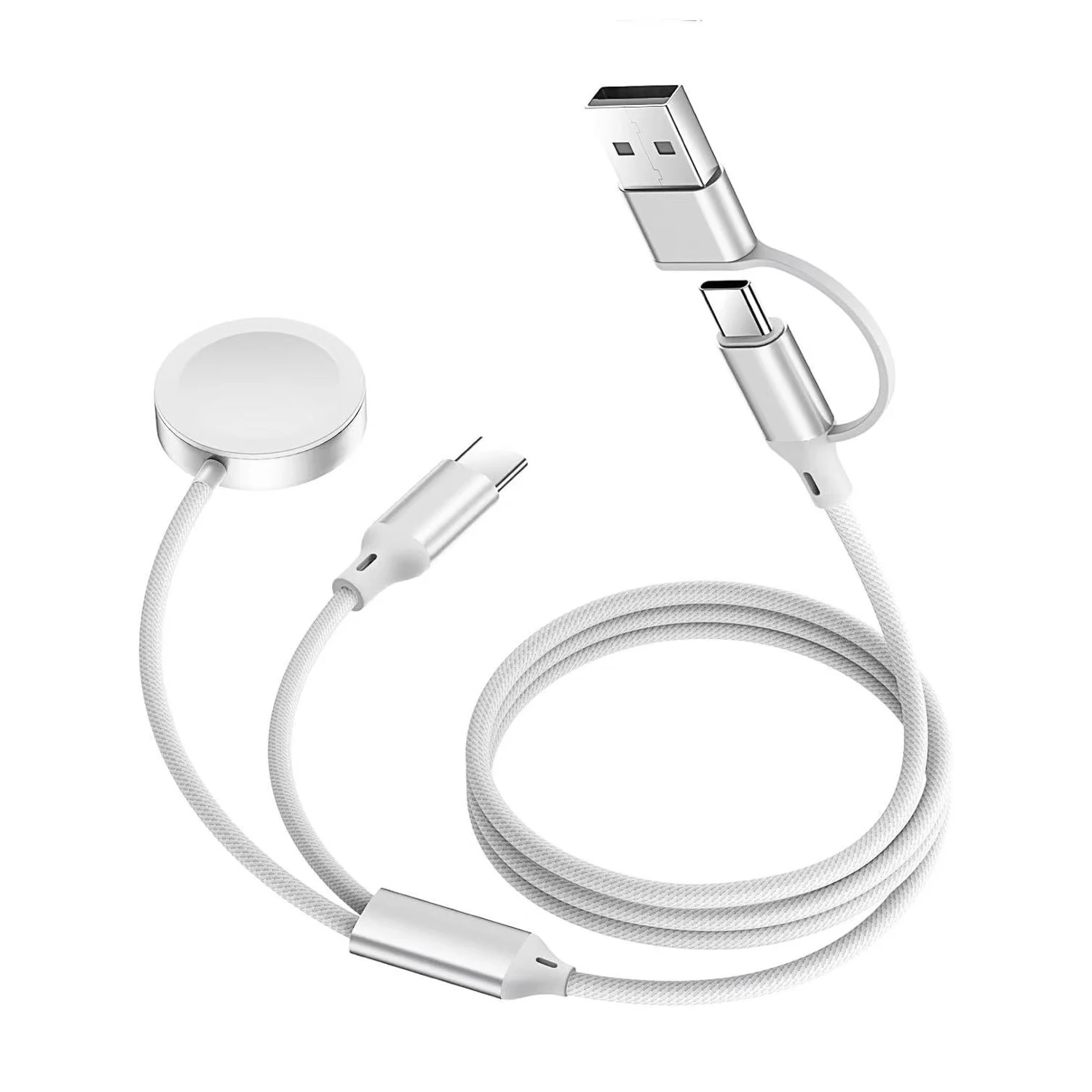 2 in 2 USB A/C Cable for Watch Charger,Braided Portable Fast Charging Cable for Magnetic Wireless,for iPhone 17,Samusng Galaxy